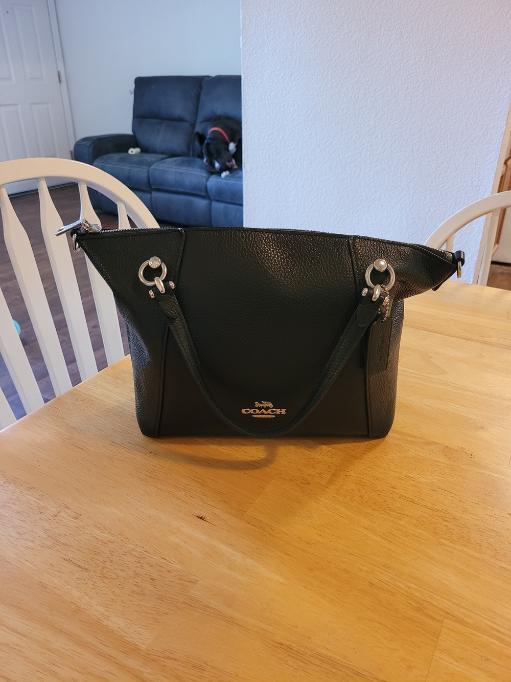 EUC Black Genuine Pebbled Leather Coach Satchel Purse